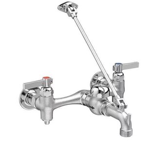 American Standard Wall Mount Service Sink Faucet, Lever Handles, 16 gpm, 10-1/4 in Spout L, 2 Holes, Chrome